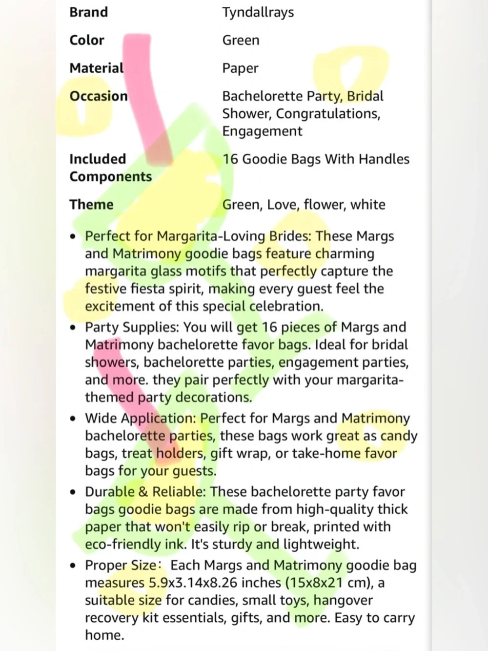 Margs and Matrimony Goodie Bags with Handles